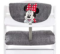 Highchair Pad Deluxe Funda Trona hauck - Cojín para Trona de Madera Evolutiva Alpha Plus Beta Plus y Arketa - Cojin de 2 Piezas Suave para Tronas Evolutivas - Fácil de Fijar -Minnie Mouse Gris