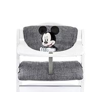 Highchair Pad Deluxe Funda Trona hauck - Cojín para Trona de Madera Evolutiva Alpha Plus Beta Plus y Arketa - Cojin de 2 Piezas Suave para Tronas Evolutivas - Fácil de Fijar -Mickey Mouse Gris
