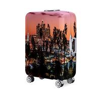 Highdi 18-32 Pulgadas Funda para Maletas, Elasticidad Funda Maleta Impresión Paisaje de la Ciudad, Anti-Polvo Cubierta de Equipaje, Anti-Rasguños Funda Protectora Maletas (XL,Gris)