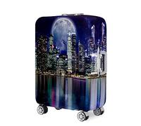 Highdi 18-32 Pulgadas Funda para Maletas, Elasticidad Funda Maleta Impresión Paisaje de la Ciudad, Anti-Polvo Cubierta de Equipaje, Anti-Rasguños Funda Protectora Maletas (L,Luna)