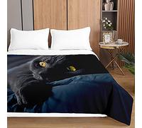 Highdi 3D Gatos Perros Colcha de Verano, Colcha para Primavera y Verano Reversible Estampada - Cubre Cama Fina, colchas Cama Individuales y Dobles Modernas (150x200cm,Gato Negro)