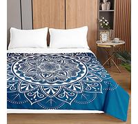 Highdi 3D Mandala Colcha de Verano, Microfibra Colcha para Primavera y VeranoLigera Suave Cubre Cama Fina, Colchas Cama Individuales y Dobles Modernas (180x220cm,Aguamarina)