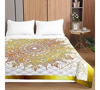 Highdi 3D Mandala Colcha de Verano, Microfibra Colcha para Primavera y VeranoLigera Suave Cubre Cama Fina, Colchas Cama Individuales y Dobles Modernas (230x260cm,Blanco Dorado)