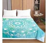 Highdi 3D Mandala Colcha de Verano, Microfibra Colcha para Primavera y VeranoLigera Suave Cubre Cama Fina, Colchas Cama Individuales y Dobles Modernas (100x150cm,Azul Aqua)
