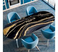 Highdi 3D Mantel Oval con Bordes Elástica, Mantel Mesa Oval Ajustable Protector de Mesas Oval Manteles Antimanchas para Comedor Cocina (Mármol Piedra 3,122x183cm(48"x72"))