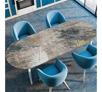 Highdi 3D Mantel Oval con Bordes Elástica, Mantel Mesa Oval Ajustable Protector de Mesas Oval Manteles Antimanchas para Comedor Cocina (122x173m(48"x68"),Estética 5)