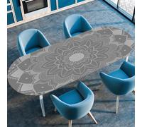 Highdi 3D Mantel Oval con Bordes Elástica, Mantel Mesa Oval Ajustable y Antimanchas Protector de Mesas Oval para Jardín Exterior Comedor Cocina (Vintage 2,107x173cm)