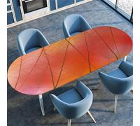 Highdi 3D Mantel Oval con Bordes Elástica, Mantel Mesa Oval Ajustable y Antimanchas Protector de Mesas Oval para Jardín Exterior Comedor Cocina (Motivo Hoja 5,107x183cm)