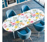 Highdi 3D Mantel Oval con Bordes Elástica, Mantel Mesa Oval Ajustable y Antimanchas Protector de Mesas Oval para Jardín Exterior Comedor Cocina (Flor Rosa,107x165cm)