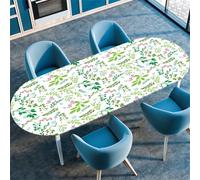 Highdi 3D Mantel Oval con Bordes Elástica, Mantel Mesa Oval Ajustable y Antimanchas Protector de Mesas Oval para Jardín Exterior Comedor Cocina (Flores de follaje,91x152cm)