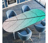 Highdi 3D Mantel Oval con Bordes Elástica, Mantel Mesa Oval Ajustable y Antimanchas Protector de Mesas Oval para Jardín Exterior Comedor Cocina (Motivo Hoja 3,91x152cm)