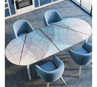 Highdi 3D Mantel Oval con Bordes Elástica, Mantel Mesa Oval Ajustable y Antimanchas Protector de Mesas Oval para Jardín Exterior Comedor Cocina (Motivo Hoja 6,114x142cm)