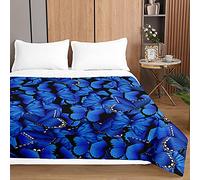 Highdi 3D Mariposa Impresión Colcha de Verano, Colcha para Verano Reversible Ligera y Suave Microfibra Cubre Cama Fina, Colchas Cama Individuales Dobles Modernas (150 * 200cm,Azul)