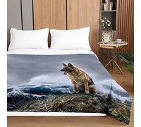 Highdi 3D Perro Pastor Colcha de Verano, Colcha para Primavera y Verano Reversible Estampada - Cubre Cama Fina, colchas Cama Individuales y Dobles Modernas (150x200cm,Olas)