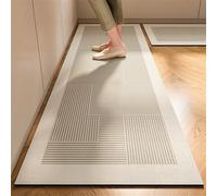 Highdi Alfombra Cocina Absorbentes, Alfombra Cocina Lavable Antideslizante, Patrón de Línea Secado Rápido, Diatomita Alfombra Baño Alfombrilla Escurreplatos (Caqui, 60x180cm)
