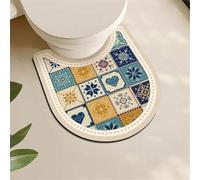 Highdi Alfombra Inodoro en Forma de U, Estilo Étnico Alfombrilla Inodoro Diatomita Absorbente Secado Rápido Alfombrilla WC Antideslizante Alfombrillas de Baño Alfombrilla de Baño (Beige)