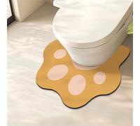 Highdi Alfombra Inodoro en Forma de U, Forma Pata de Gato Alfombrilla Inodoro Diatomita Secado Rápido Absorbente Antideslizante Alfombrillas de Baño WC Lavable (Amarillo,50x55cm)