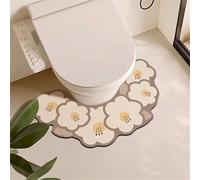 Highdi Alfombra Inodoro en Forma de U, Patrón Flor Alfombrilla Inodoro Diatomita Secado Rápido Absorbente Antideslizante Alfombrillas de Baño WC Lavable (Floral,60x35cm)