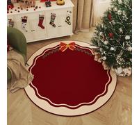 Highdi Alfombra Redonda de Navidad, Pelo Corto Alfombra Salon de Navidad Estilo navideño Shaggy Alfombras Redondas Lavable Antideslizante Grande Moderna Decorativa Hogar (Círculos,120cm)