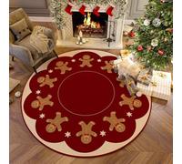 Highdi Alfombra Redonda de Navidad, Pelo Corto Alfombra Salon de Navidad Estilo navideño Shaggy Alfombras Redondas Lavable Antideslizante Grande Moderna Decorativa Hogar (Hombrecito Jengibre,60cm)