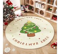 Highdi Alfombra Redonda de Navidad, Pelo Corto Alfombra Salon Feliz Navidad Shaggy Alfombras Redondas Lavable Antideslizante Grande Moderna Decorativa Hogar (Estrellas,60cm)
