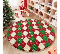 Highdi Alfombra Redonda de Navidad Rojo, Pelo Corto Alfombra Salon de Navidad Retro Shaggy Alfombras Redondas Lavable Antideslizante Grande Moderna Decorativa Hogar (Nieve,40cm)