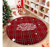 Highdi Alfombra Redonda de Navidad Rojo, Pelo Corto Alfombra Salon de Navidad Retro Shaggy Alfombras Redondas Lavable Antideslizante Grande Moderna Decorativa Hogar (Estrellas,60cm)