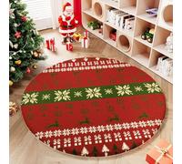 Highdi Alfombra Redonda de Navidad Rojo, Pelo Corto Alfombra Salon de Navidad Shaggy Alfombras Redondas Lavable Antideslizante Grande Moderna Decorativa Hogar (Retro,100cm)