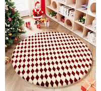 Highdi Alfombra Redonda de Navidad Rojo, Pelo Corto Alfombra Salon de Navidad Shaggy Alfombras Redondas Lavable Antideslizante Grande Moderna Decorativa Hogar (Rojo,120cm)