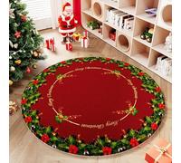Highdi Alfombra Redonda de Navidad Rojo, Pelo Corto Alfombra Salon de Navidad Shaggy Alfombras Redondas Lavable Antideslizante Grande Moderna Decorativa Hogar (Hoja,80cm)