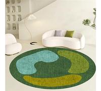 Highdi Alfombras Redondas, Patrón Artístico Tapete Redondo Antideslizante, Alfombra de Área Redonda Grande para Salón, Sofá, Oficina Mesa de Café Estudio Comedor Dormitorio (120cm,Verde Oscuro)