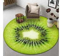 Highdi Alfombras Redondas, Tapete Redondo Antideslizante, Dibujos Animados Frutas Alfombra de Área Redonda para Salón, Sofá, Mesa de Café, Estudio, Comedor, Dormitorio Oficina (140cm,Kiwi Verde)