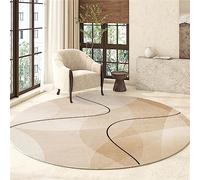 Highdi Alfombras Redondas, Tapete Redondo Antideslizante, Linea Minimalista Alfombra de Área Redonda Grande para Salón, Sofá, Mesa de Café, Estudio, Comedor, Dormitorio, Oficina (140cm,Caqui)