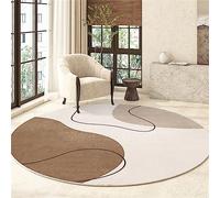 Highdi Alfombras Redondas, Tapete Redondo Antideslizante, Linea Minimalista Alfombra de Área Redonda Grande para Salón, Sofá, Mesa de Café, Estudio, Comedor, Dormitorio, Oficina (120cm,Café)