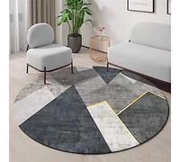 Highdi Alfombras Redondas, Tapete Redondo Antideslizante, Luxury Lujo Alfombra de Área Redonda Grande para Salón, Sofá, Mesa de Café, Estudio, Comedor, Dormitorio, Oficina (Gris Oscuro,80cm)