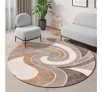 Highdi Alfombras Redondas, Tapete Redondo Antideslizante, Luxury Lujo Alfombra de Área Redonda Grande para Salón, Sofá, Mesa de Café, Estudio, Comedor, Dormitorio, Oficina (Caqui,80cm)