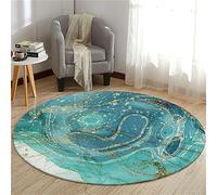 Highdi Alfombras Redondas Tapete Redondo Antideslizante, Mármol Alfombra de Área Redonda Grande para Salón, Sofá, Mesa de Café, Estudio, Comedor, Dormitorio, Oficina (120cm,Cristal oceánico)