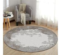 Highdi Alfombras Redondas Tapete Redondo Antideslizante, Mármol Alfombra de Área Redonda Grande para Salón, Sofá, Mesa de Café, Estudio, Comedor, Dormitorio, Oficina (140cm,Luna Gris)