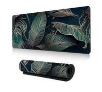 Highdi Alfombrilla Ratón Estampado de Hojas Alfombrilla Gaming con Base de Goma Antideslizante, Desk Mat Alfombrilla Raton, para PC y Portátil, Protector Escritorio (300 * 800 * 3mm,Hojas pintadas)