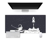 Highdi Astronauta Espacial Alfombrilla Ratón XXL/XL,Gaming con Base de Goma Antideslizante,Grande Desk Mat Alfombrilla Raton,PC Protector Escritorio para Hogar y Oficina (1000 * 500 * 4mm,Cohete)