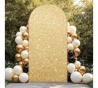 Highdi Brillante Cubierta de Telón de Fondo de Arco, Cubierta de Fondo de Arco Elastano Elástico para Fiestas, Cumpleaños, Boda, Graduación, Fiesta, Accesorios de Fotos (SL25 Dorado,7.2FT)
