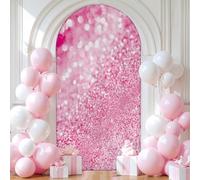 Highdi Brillante Cubierta de Telón de Fondo de Arco, Cubierta de Fondo de Arco Elastano Elástico para Fiestas, Cumpleaños, Boda, Graduación, Fiesta, Accesorios de Fotos (SL25 Rosa Claro,7.2FT)