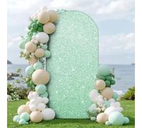 Highdi Brillante Cubierta de Telón de Fondo de Arco, Cubierta de Fondo de Arco Elastano Elástico para Fiestas, Cumpleaños, Boda, Graduación, Fiesta, Accesorios de Fotos (SL25 Verde Claro,7.2FT)