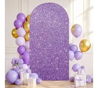 Highdi Brillante Cubierta de Telón de Fondo de Arco, Cubierta de Fondo de Arco Elastano Elástico para Fiestas, Cumpleaños, Boda, Graduación, Fiesta, Accesorios de Fotos (SL25 Morado,7.2FT)