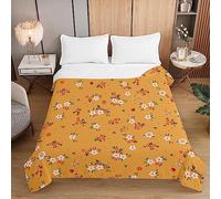 Highdi Colcha de Verano, 3D Flores Imprimir Colcha para Verano Reversible Ligera y Suave Microfibra Cubre Cama Fina, Colchas Cama Individuales Dobles Modernas (Amarillo,230 * 280cm)
