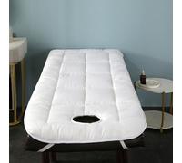 Highdi Colchón para Camilla de Masaje on Agujero, Colchón de Masaje Plegable Suave Cómodo para Camilla de SPA, Salón de Belleza,Funda para Camilla (60x180cm,Redondo-Blanco)