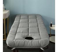 Highdi Colchón para Camilla de Masaje on Agujero, Colchón de Masaje Plegable Suave Cómodo para Camilla de SPA, Salón de Belleza,Funda para Camilla (80x185cm,Redondo-Gris)