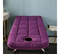 Highdi Colchón para Camilla de Masaje on Agujero, Colchón de Masaje Plegable Suave Cómodo para Camilla de SPA, Salón de Belleza,Funda para Camilla (60x190cm,Redondo-Morado)