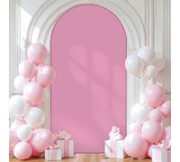 Highdi Color sólido Cubierta de Telón de Fondo de Arco, Cubierta de Fondo de Arco Elastano Elástico para Fiestas, Cumpleaños, Boda, Graduación, Fiesta, Accesorios de Fotos (CS25 Rosa Claro,7.2FT)