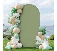 Highdi Color sólido Cubierta de Telón de Fondo de Arco, Cubierta de Fondo de Arco Elastano Elástico para Fiestas, Cumpleaños, Boda, Graduación, Fiesta, Accesorios de Fotos (CS25 Verde Salvia,7.2FT)